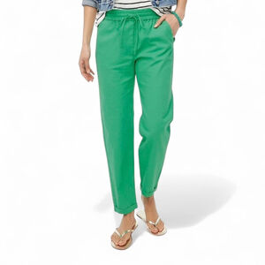 J. Crew Linen Cotton Blend Drawstring Cropped Pants Bright Kelly Green Sz 12 NWT